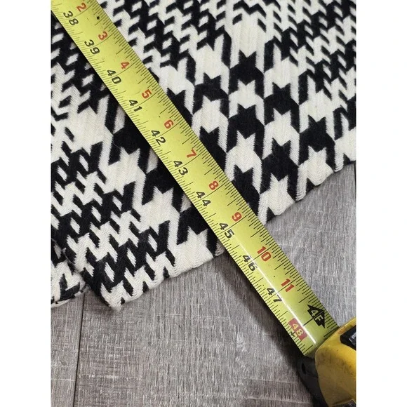 Zara Coat Womens Small Black White Houndstooth Wool Blend Long Tweed Overcoat - Picture 14 of 15
